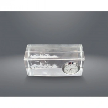 Nevamel İstanbul Tasarımlı Kristal Saatli Biblo