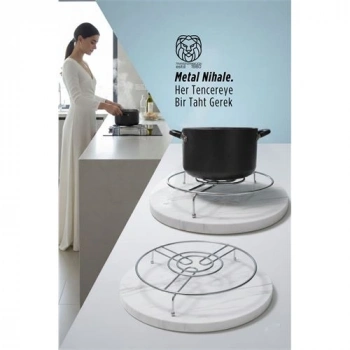 Nevamel® Juliette Serisi Krom Metal Nihale - 19 cm Isıya Dayanıklı Lüks Tencere Altlığı