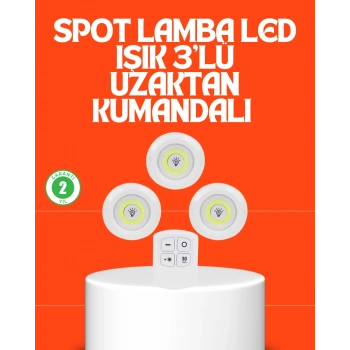 Nevamel Kablosuz 3 Lü Spot Led Lamba Seti Uzaktan Kumandalı Enerji Tasarruflu Aydınlatma
