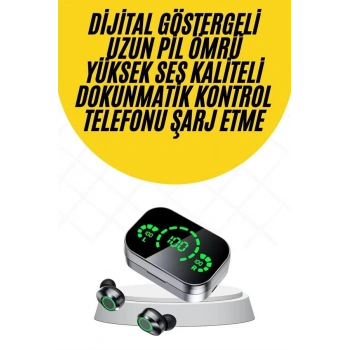 Nevamel Kablosuz Bluetooth Kulaklık Çift Telefon Destekli Powerbankli Dijital Göstergeli