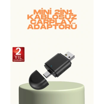 Nevamel® Kablosuz CarPlay ve Android Auto Adaptörü – USB-A & Type-C Girişli Akıllı Dönüştürücü