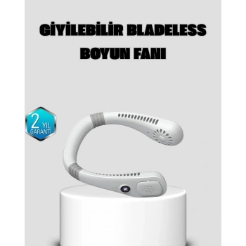 Nevamel® Kablosuz Giyilebilir Boyun Fanı Çift Motorlu ve 5 Kademeli Hız Kontrolü