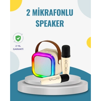 Nevamel® Kablosuz Karaoke Hoparlör – Çift Mikrofon ve LED Işıklı