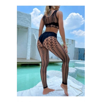 Nevamel® Kadın Seksi Fileli Fantezi Büük Bedenlere Uygun Utlra Esnek Vücut Çorabı