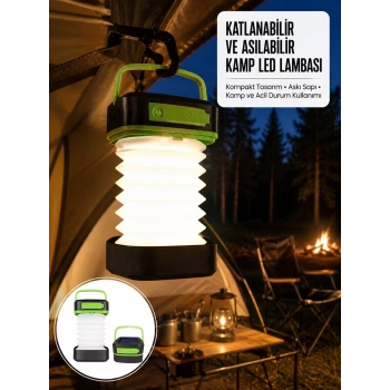 Nevamel® Kamp Lambası Katlanabilir Lamba Solar Şarjlı Led Lamba El Fenerli Yeni Nesil