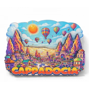 Nevamel® Kapadokya Temalı Ahşap Buzdolabı Magneti Model 4