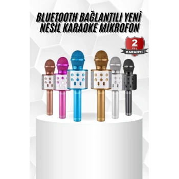 Nevamel Karaoke Mikrofon Bluetooth Bağlantılı Aux Girişli Uzun Pil Ömrü Yüksek Ses Kaliteli