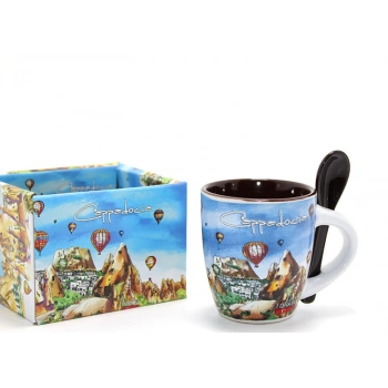 Nevamel Kaşıklı Yöresel Kahve Fincanı Tekli Model 1