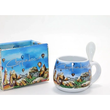 Nevamel Kaşıklı Yöresel Kahve Fincanı Tekli Model 2