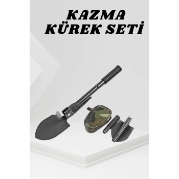 Nevamel® Katlanabilir Kamp Küreği Küçük Kazma Kürek Seti Pusulalı