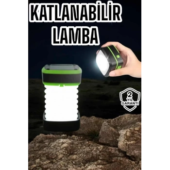 Nevamel® Katlanabilir Kamp Lambası Solar Fener Görünümlü 3 Kademeli Şarjlı