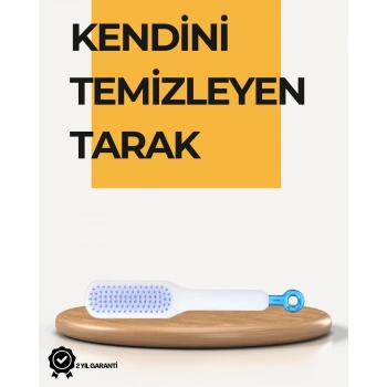 Nevamel® Kendi Kendini Temizleyen Saç Tarağı – Anti-Statik Silikon Uçlu ABS Malzeme 22x4 cm