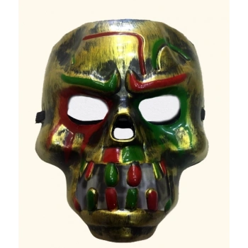 Nevamel Kırmızı Kanlı Dişli Dracula Kafatası Maskesi Altın Renk