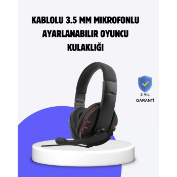 Nevamel® Kırmızı Kulaklık Mikrofonlu Ayarlanabilir Konforlu Tasarımlı