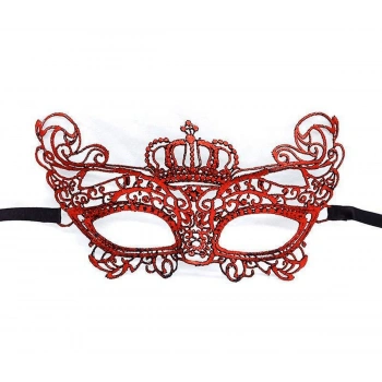Nevamel Kırmızı Renk Dantel Örgü İşlemeli Parti Maskesi Model 2