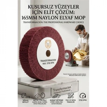 Nevamel® Kırmızı Skoç Elyaf Mop Parlatma Diski - 5700 RPM 165 MM Metal ve Paslanmaz  723107