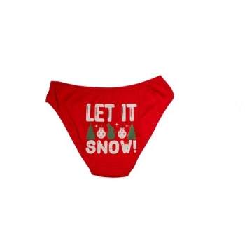 Nevamel® Kırmızı Yılbaşı Desenli Let İt Snow Pamuklu Külot