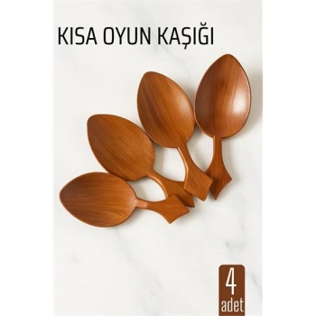 Nevamel® Kısa Oyun Kaşığı Halk Oyunu Kaşığı - Kına Kaşığı Kısa Saplı Zeybek Oyun Kaşığı 4 ADET
