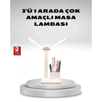 Nevamel® Kısılabilir LED Masa Lambası – Kalemlik ve Telefon Standlı Göz Yormayan Işık