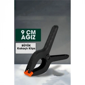 Nevamel® Kıskaç Klips Yaylı Işken ce Plastik Kelepçe Güçlü Mafsallı Çene 9 inç 9 cm ağız