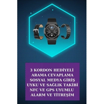 Nevamel® Kulak İçi Kablosuz Bluetooth Kulaklık ve NFC ve GPS Özellikli Akıllı Saat Alarm ve Titreşim