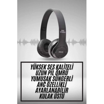 Nevamel® Kulak Üstü Bluetooth Kulaklık Yüksek Ses Kaliteli Ayarlanabilir