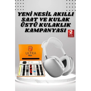 Nevamel Kulak Üstü P9 Kablosuz Bluetooth Kulaklık ve 7 Kordonlu Akıllı Saat