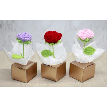 Nevamel Kutulu Tekli El Örgüsü Gül Kutulu