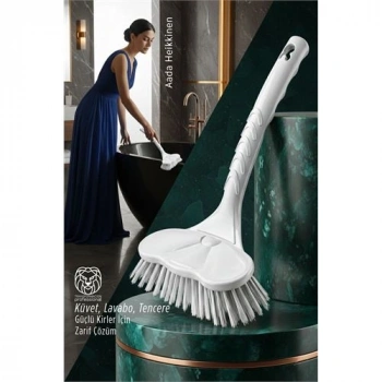 Nevamel® Küvet Lavabo ve Tencere Fırçası  - Çizmez Kıl Yapılı Ergonomik Temizlik Ovma Fırçası