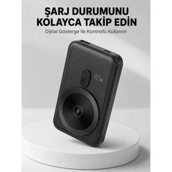 Nevamel® LCD Ekranlı Kablosuz Powerbank Type C ve USB Çıkışlı Yeni Nesil