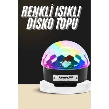 Nevamel Led Işık Disko Topu Bluetooth Hoparlörlü USB Müzik Çalar Kumandalı