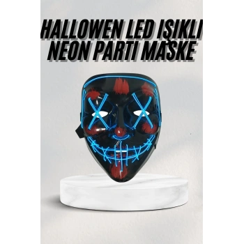 Nevamel Led Işıklı Neon Maske Cadılar Bayramı Maskesi Korkunç Korku Maskesi