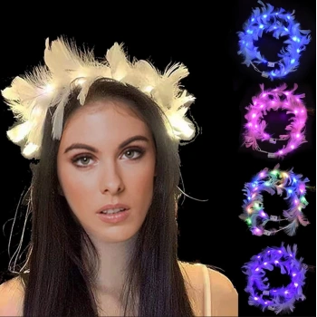 Nevamel Led Işıklı RGB 3 Fonksiyonlu Otrişli Parti Tacı Beyaz Renk