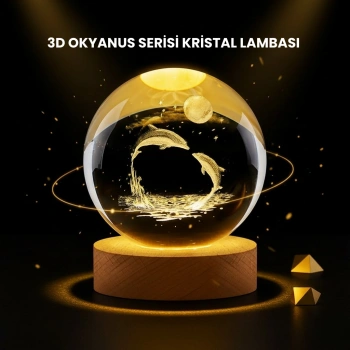 Nevamel® LED Işıklı Yunus Küre Ahşap Standlı Modern Dekoratif Aksesuar