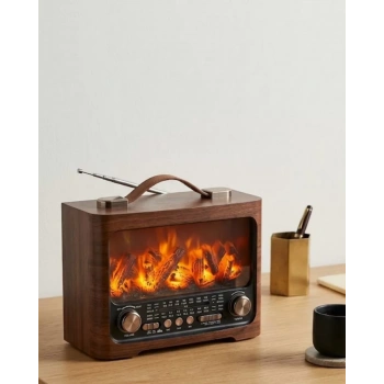 Nevamel® LED Şömine Efektli Kablosuz Hoparlör Bluetooth Radyo USB TF Kart Destekli