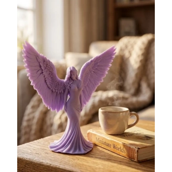 Nevamel® Lila Melek Biblo 3D Dekoratif Angel Figür Ev Aksesuarı