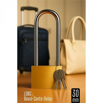 Nevamel® Long 30 mm Uzun Kelepçeli Bavul ve Çanta Asma Kilidi – 3 Anahtarlı Dolap ve Seyahat İçin Güvenli