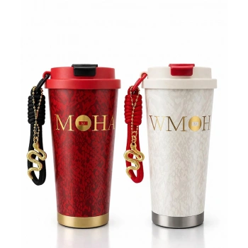 Nevamel® Lüks Tasarım Charm Detaylı Çift Katmanlı Vakumlu Termos Bardak