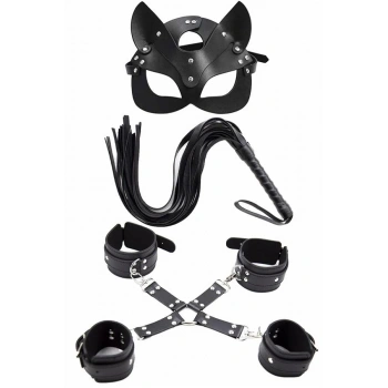 Nevamel® Maske Kırbaç Bileklik 5 Li Harness Deri Set