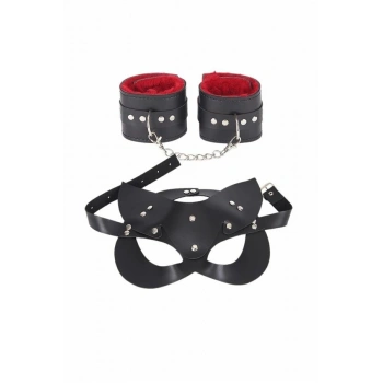 Nevamel® Maske Ve Kelepçe Deri Harness Fantezi Set
