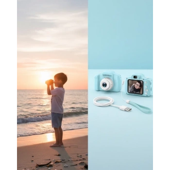 Nevamel® Mavi Taşınabilir Mini Kamera HD Video Fotoğraf Çekimli USB Şarjlı Hafıza Kart Destekli