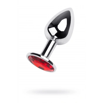 Nevamel® Metal Anal Plug, Metal, Gümüş, Kırmızı Kristalli, 7 Cm, Ø 2,8 Cm, 50 G