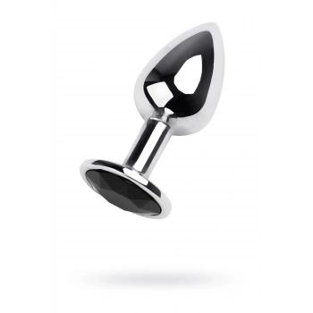 Nevamel® Metal Anal Plug, Metal, Gümüş, Siyah Kristalli, 7 Cm, Ø 2,8 Cm, 50 G