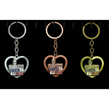 Nevamel Metal Galata Kulesi Anahtarlık Kalp Tasarımlı