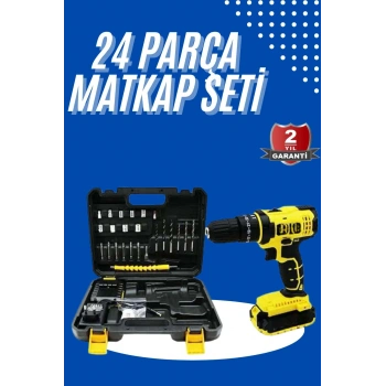 Nevamel® Metal Şanzıman Çift Akülü Bakır Sargı 24 Parça Led Aydınlatmalı Matkap Seti