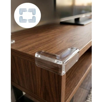 Nevamel® Mobilya Köşe Koruyucu 4 Lü Set Şeffaf Masa Kenarı Koruma Aparatı