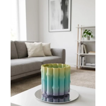 Nevamel® Modern Dekoratif Vazo Yeşil Geçişli Şık Tasarım Masa Üstü Kullanım