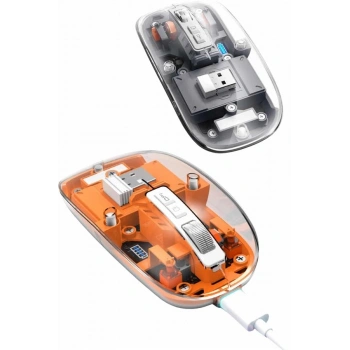 Nevamel Mouse Fare Kablosuz Mouse Fare Şarjlı Bluetooth Sessiz 5 Tuşlu Şeffaf