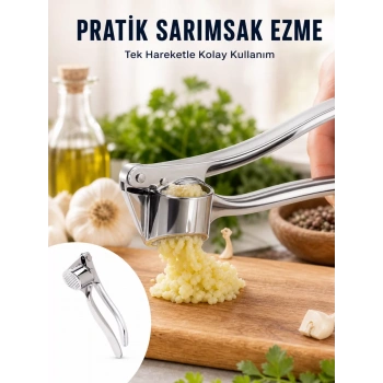 Nevamel® Mutfak Sarımsak Ezici Kaymaz Saplı Güçlü Mekanizma