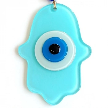 Nevamel Nazar Boncuklu Turkuaz Renginde Fatma Ana Bereket Eli Cam Duvar Süsü